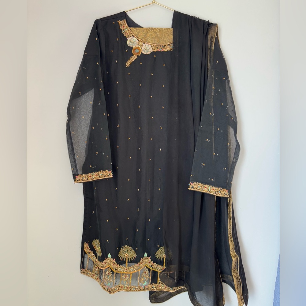 3 Piece Black Fancy Shalwaar Kameez